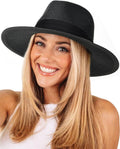 FURTALK Wide Brim Straw Panama Hat Fedora for Women - UPF Sun