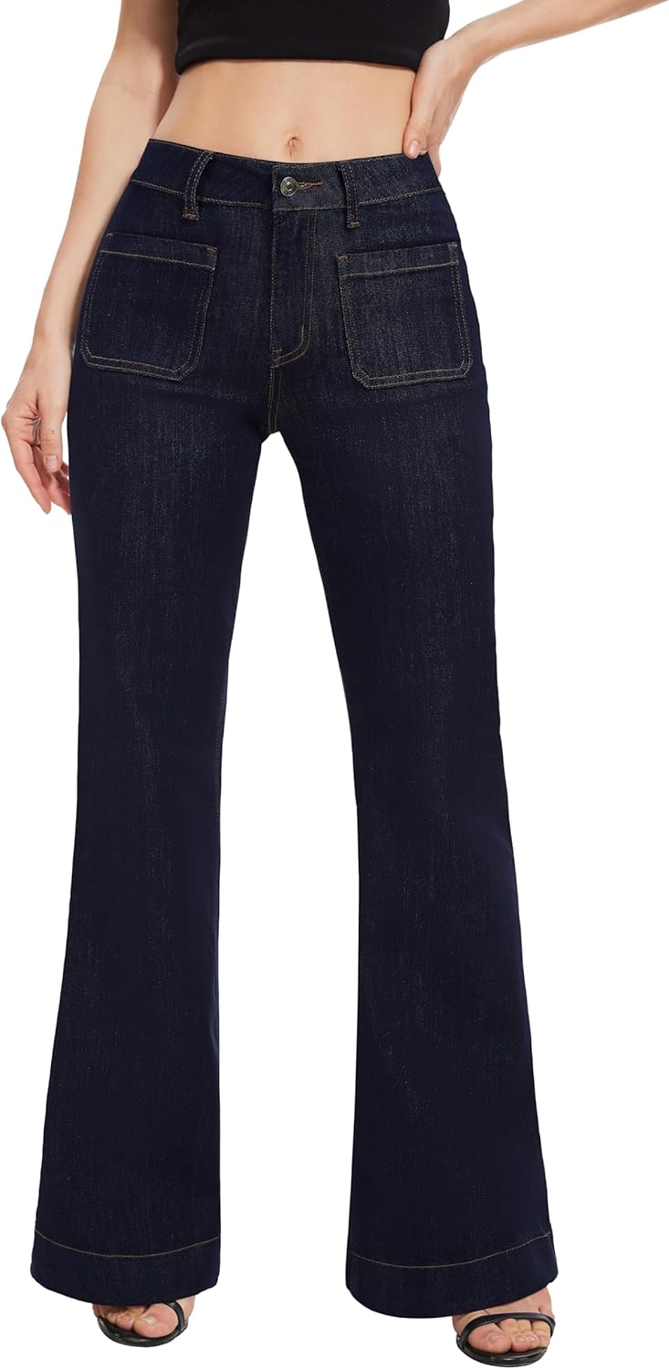 FLYING BANANA Women's Flare High Waisted Bell Bottom Jeans