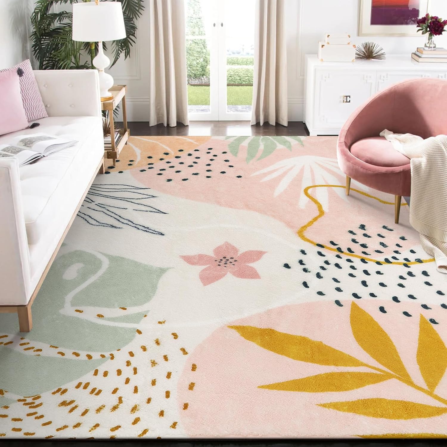 Lahome Pink 10x14 Area Rugs for Living Room and Dining Room