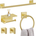 5 Pieces Brushed Gold Bathroom Hardware Set - Coordinated SUS304 Combo