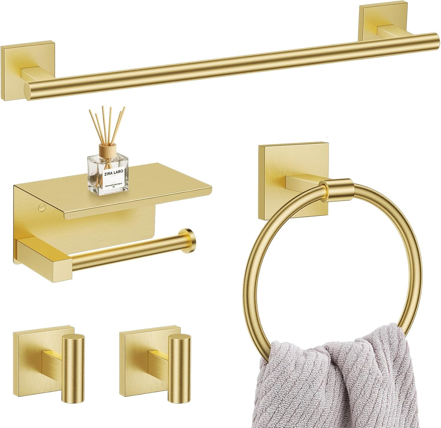 5 Pieces Brushed Gold Bathroom Hardware Set for Stylish Spaces