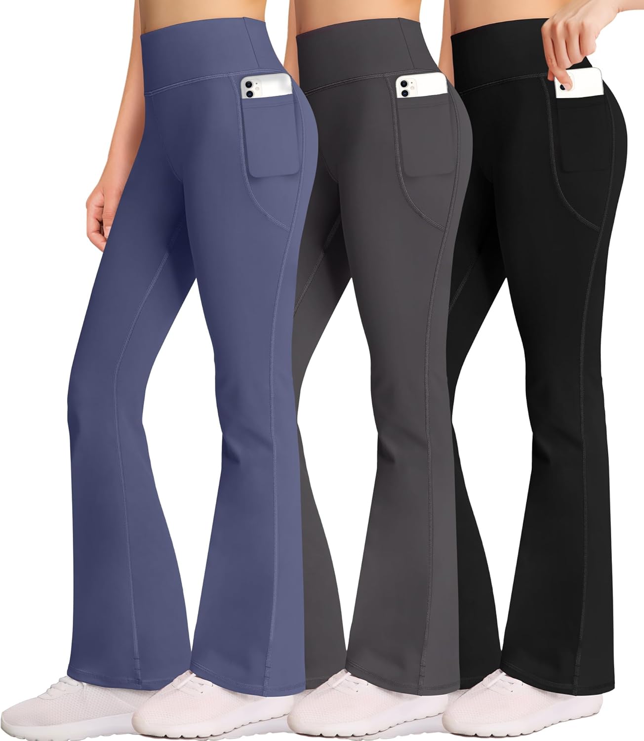 3 Pack AENLLEY Yoga Pants: Tummy Control & Pockets!