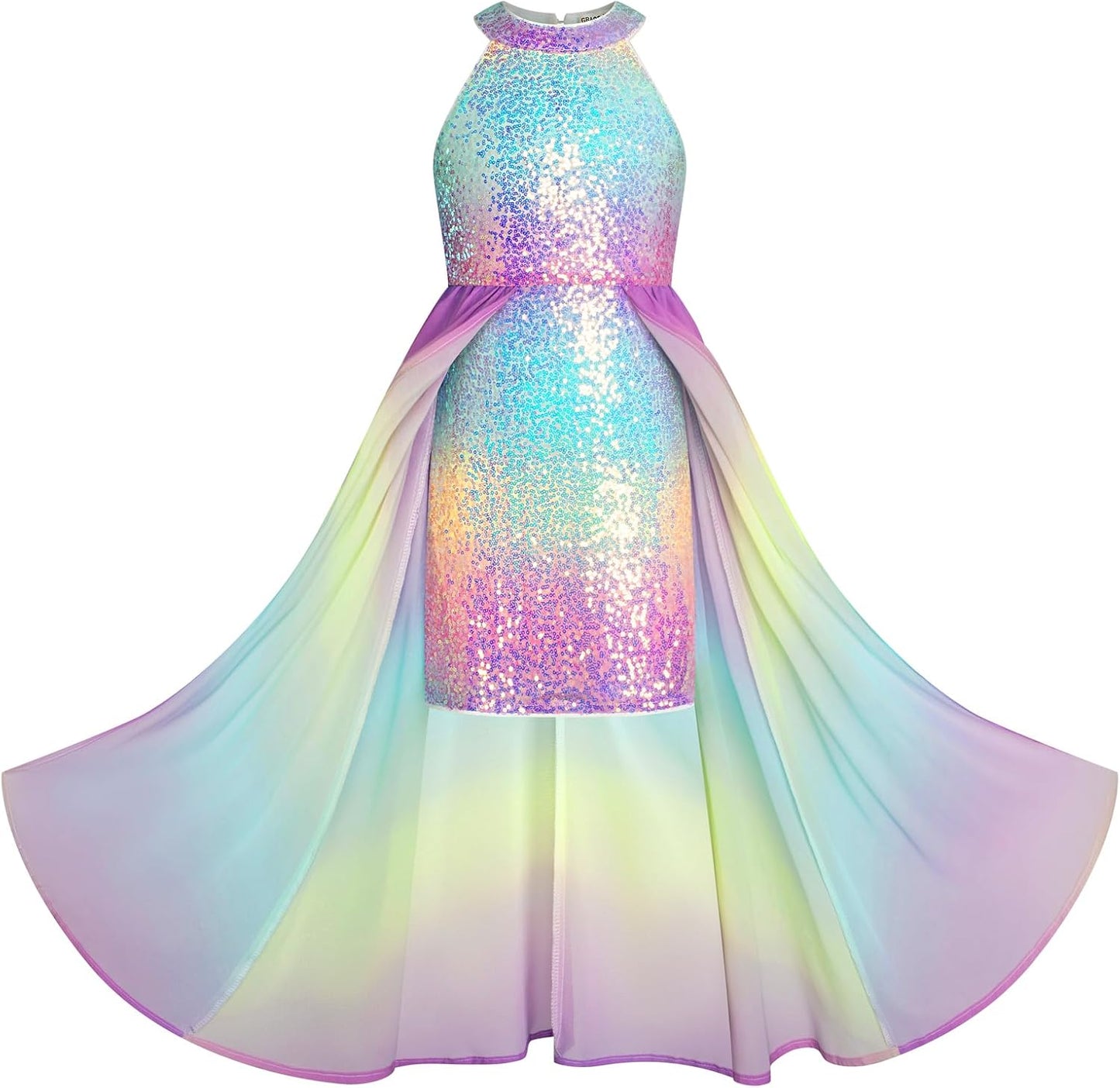 Girls Halter Neck Sequin Dress for Parties and Birthdays