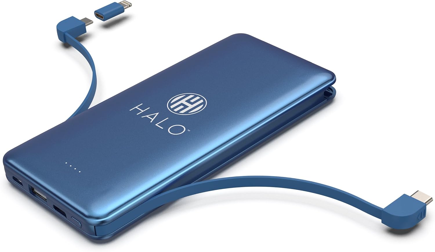 HALO 10K mAh Power Bank with Integrated Cables for Fast Charging