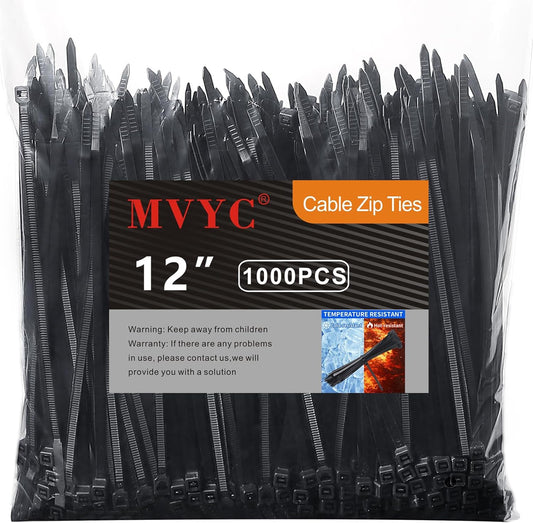 1000PCS 12 Heavy Duty Zip Ties - Secure Electrical Management