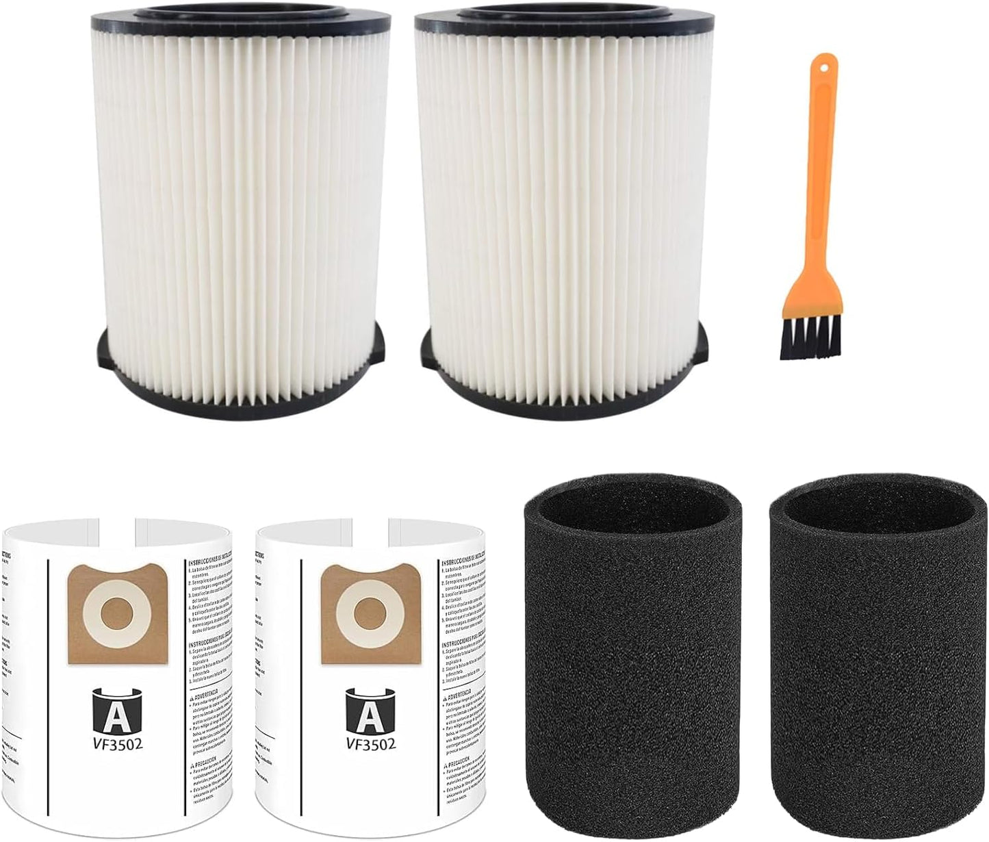 Ridgid Shop Vac Filter Replacement Set with Foam Sleeve & Brush
