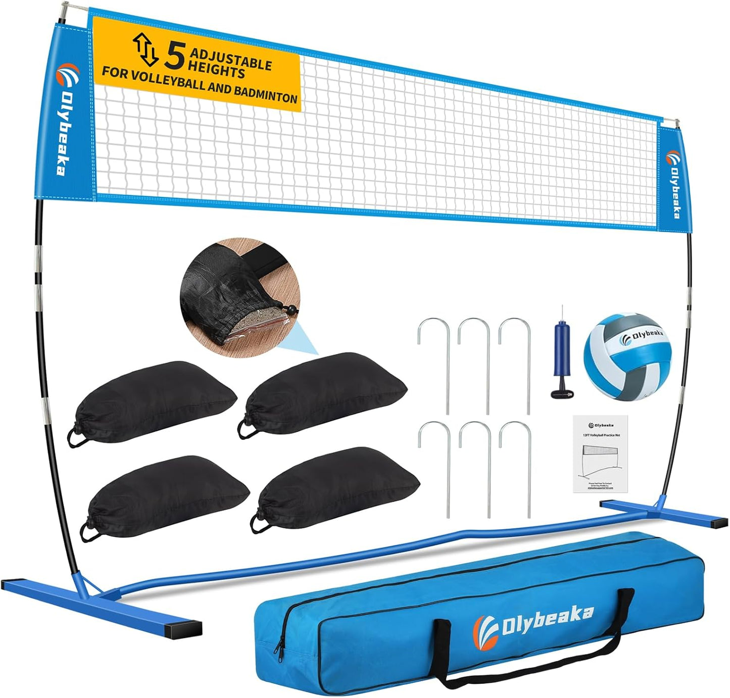 Portable Volleyball Net with Adjustable Heights for Backyard Fun