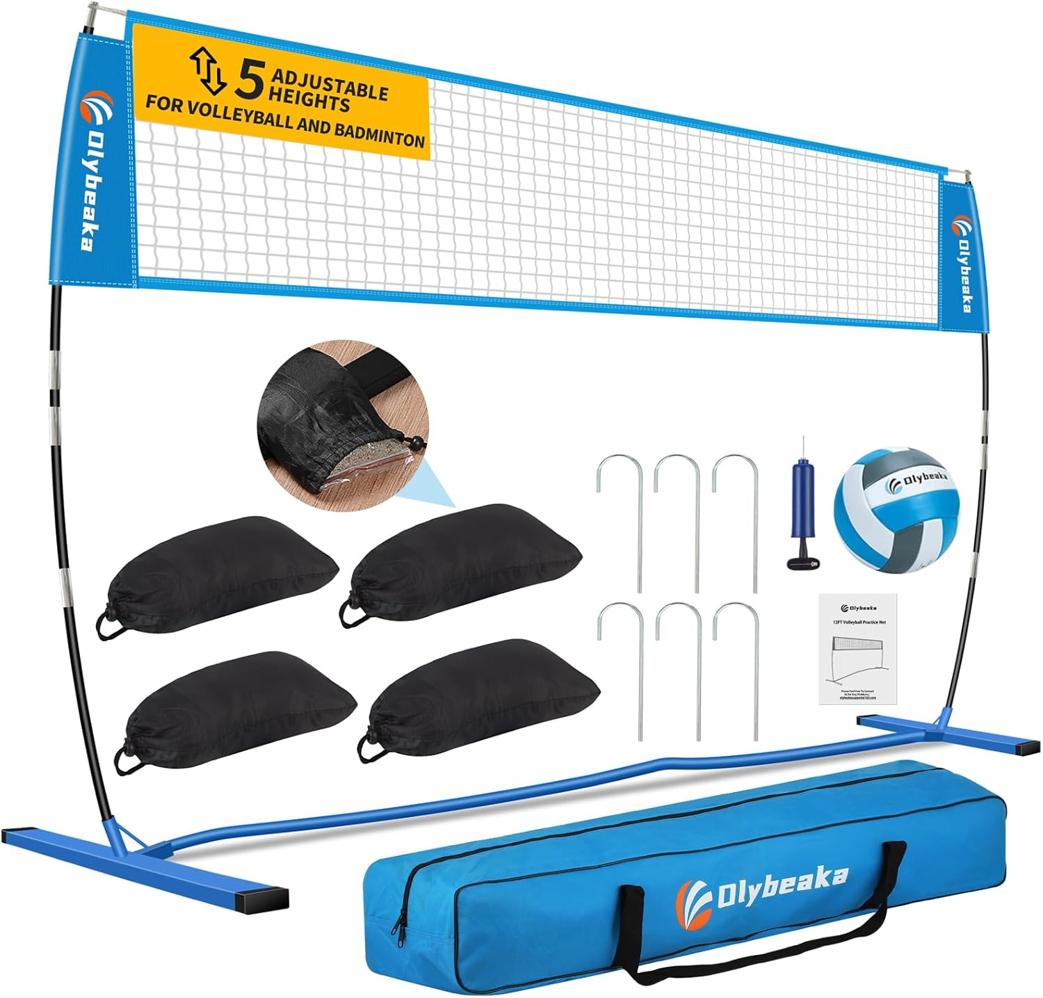 Portable Volleyball Net with Adjustable Heights for Backyard Fun