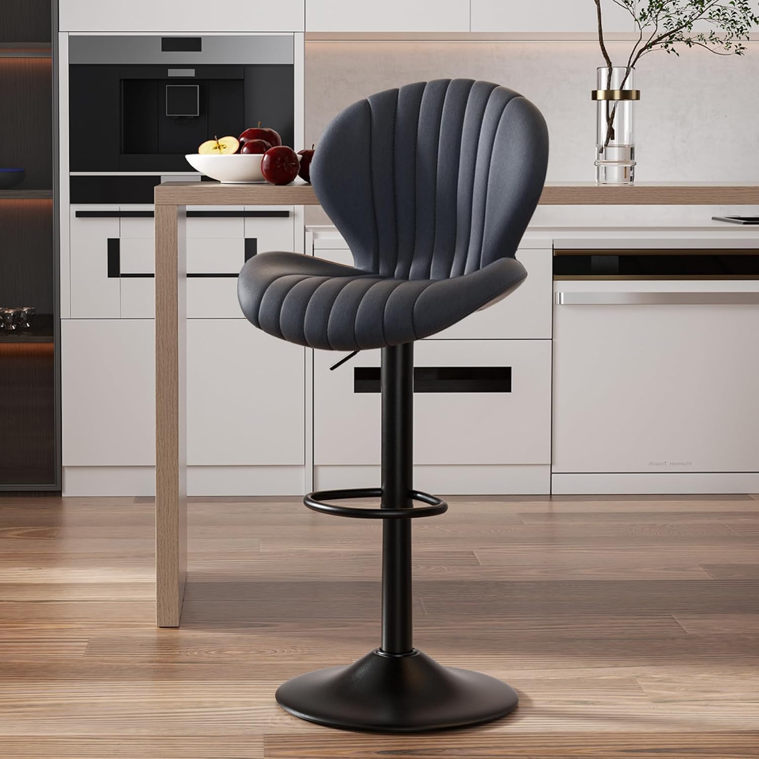 Modern Swivel Bar Stools Set of 1 with High Backrest Comfort