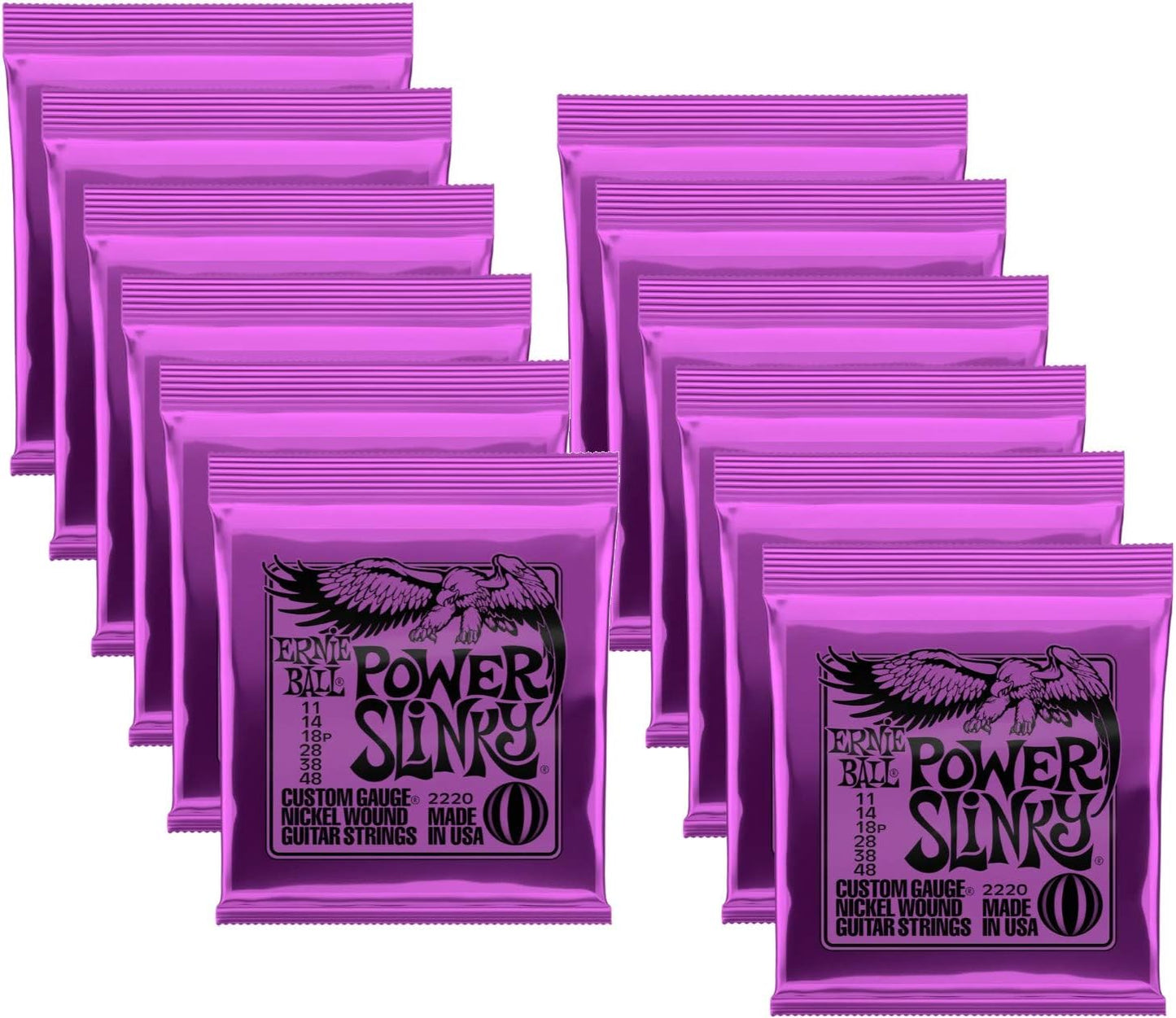 Ernie Ball 2220 Power Slinky Electric Guitar Strings - 12 Pack