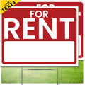 For Rent Signs (2 Pack) LARGE 24 x 18 Double-Sided Yard Signs - Fast