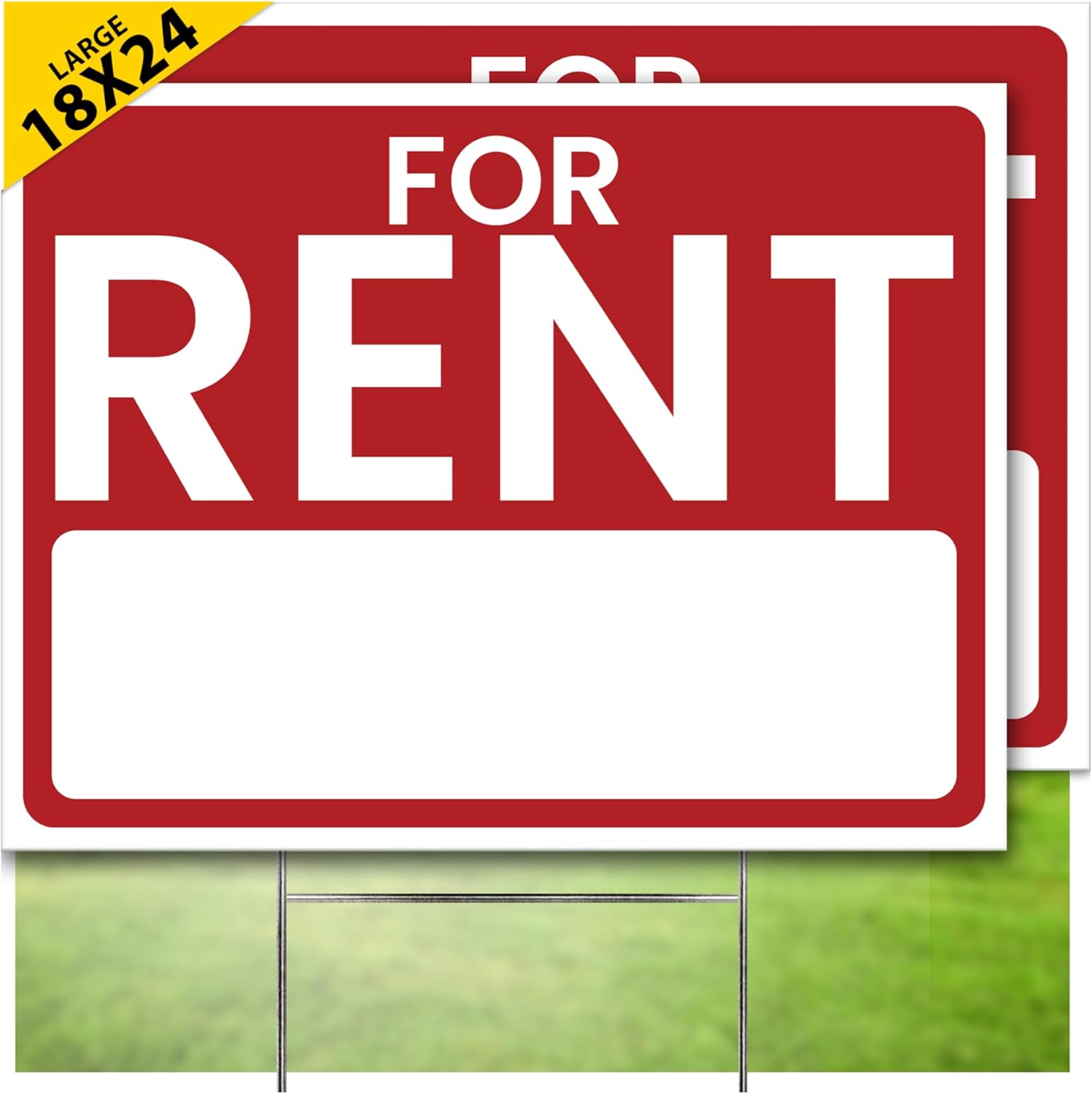 For Rent Signs 2 Pack Large 24 x 18 Double-Sided Durable