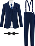 Boys' Formal Suit Set with Vest and Suspenders - Adjustable Fit