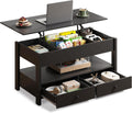 WLIVE Coffee Table Lift Top with Drawers and Hidden Storage