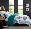 SLEEPBELLA Duvet Cover Full Teal Blue Leaf - Reversible Cotton