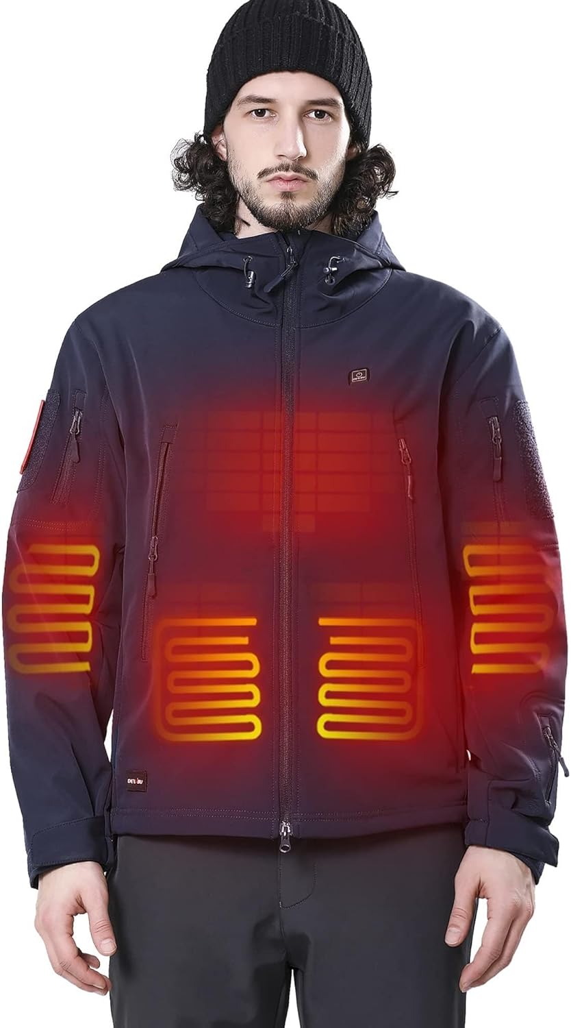 DEWBU Heated Jacket for Men with 12V Battery Pack for Winter