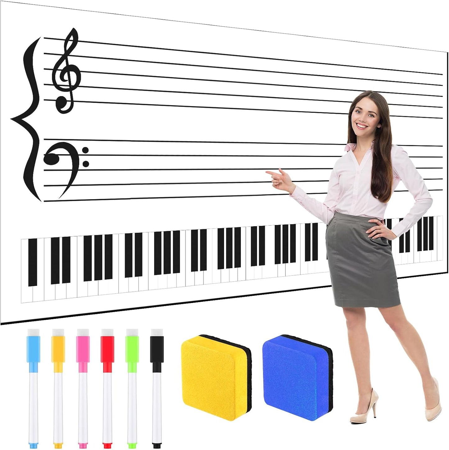 Dry Erase Music Staff Magnet Set for Teachers and Students
