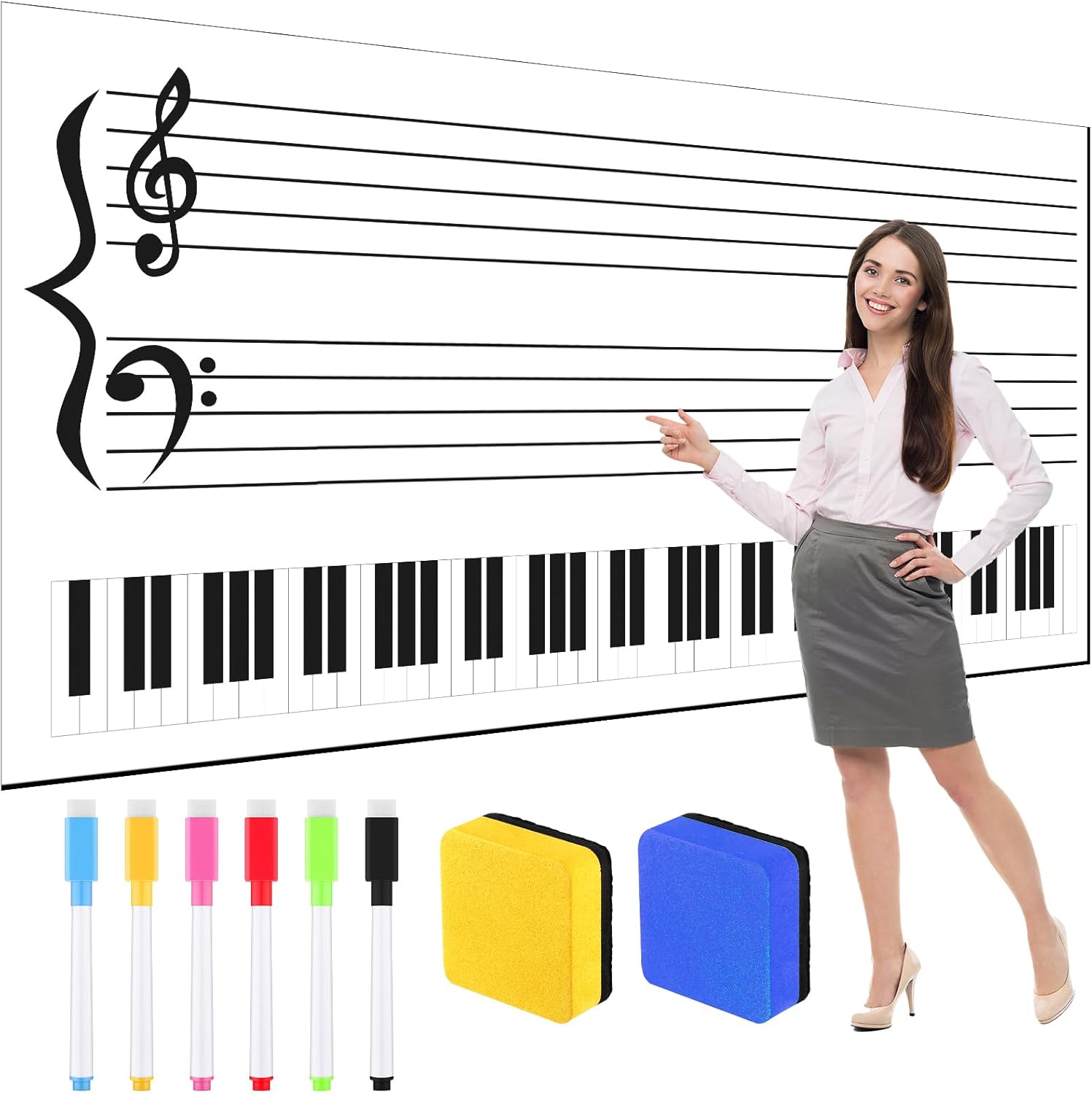 Dry Erase Music Staff Magnet Set for Teachers and Students