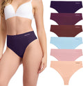 BAMBOO COOL Women's High Waisted Seamless Thongs - Soft, Breathable