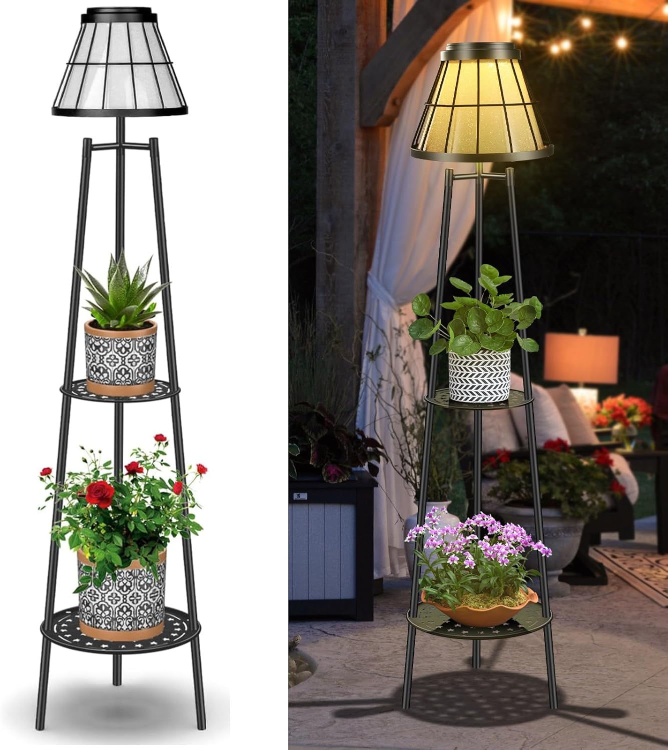 2 Pack Solar Lights Outdoor with Plant Stands for Garden Use