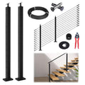 Muzata 5-10FT Modular 42in Black Cable Railing Post Kit - Easy DIY