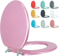 Round Toilet Seat Wood Prevent Shifting with Zinc Alloy Hinges