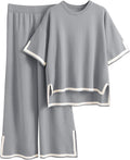 Womens Knit 2 Piece Sweater Set Short Sleeve - Soft Lounge Set
