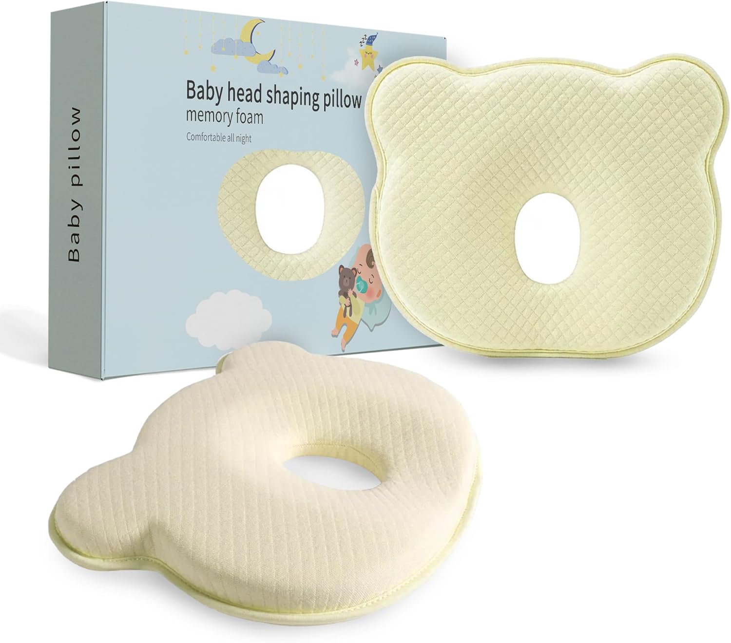 Soft and Breathable Memory Foam Pillow with Bear Design
