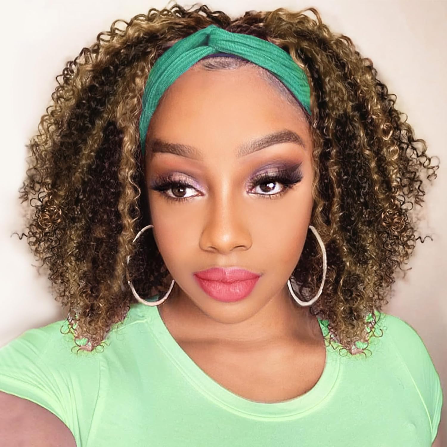 AISI QUEENS Headband Wigs for Black Women - Curly Human Hair