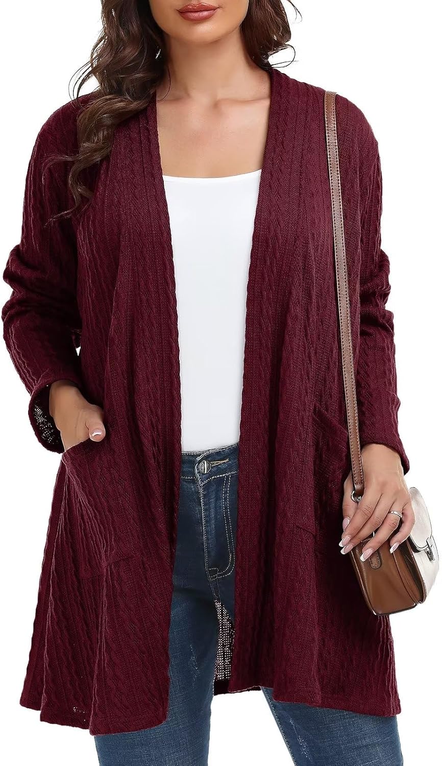 Plus Size Cardigan for Women - Lightweight Fall Sweater with Pockets