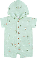 Gerber Baby Boys Hooded Cotton Romper - Lightweight Summer Essential