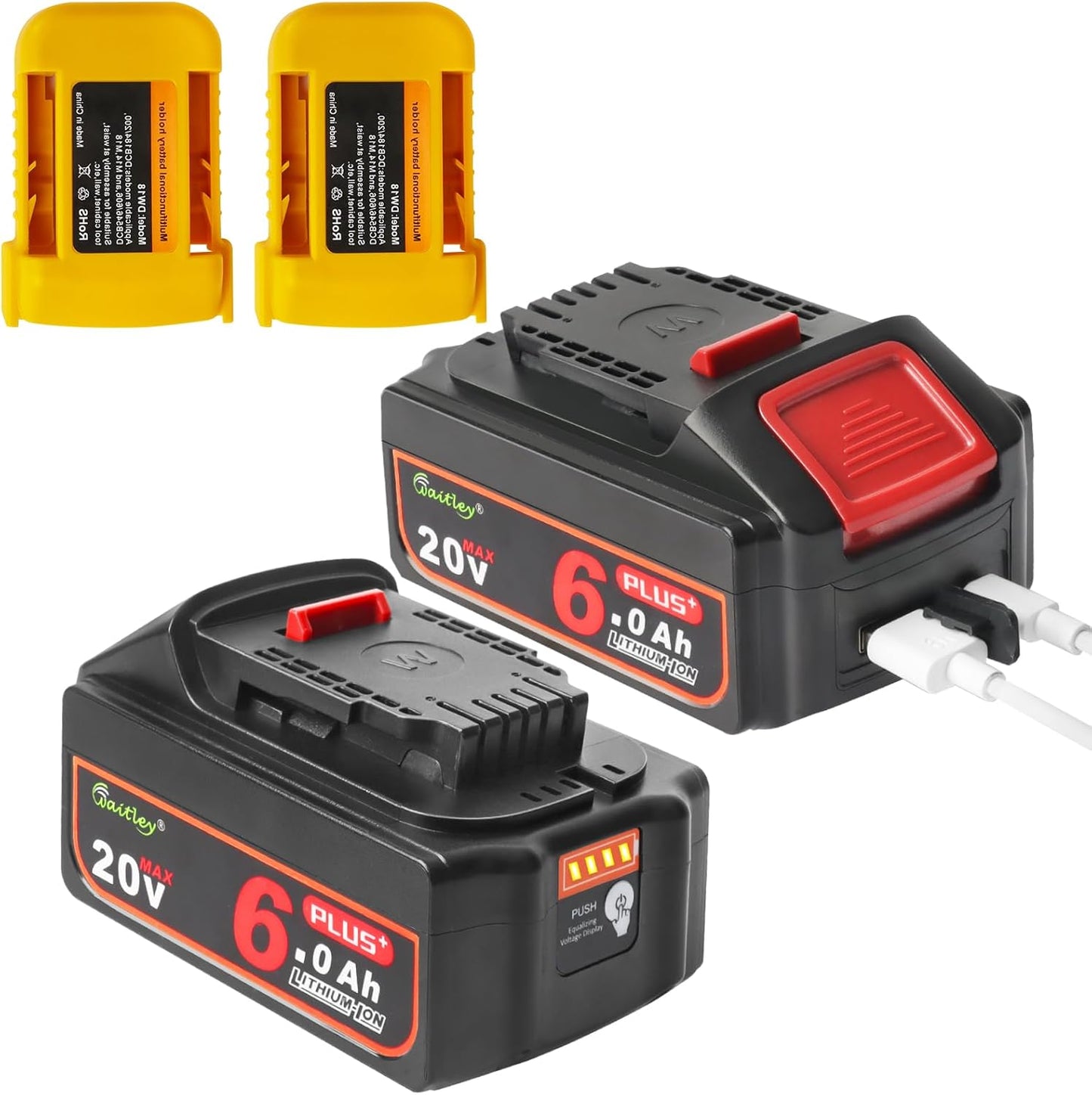Upgraded 20V 6A Plus Replacement for Dewalt Batteries - 2Pack