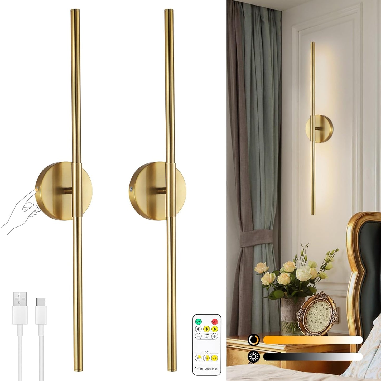 Wireless Battery Operated Wall Sconces for Modern Home Decor