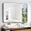 40 in x 48 in Bathroom Mirror Matte Black Metal Frame - Modern Wall