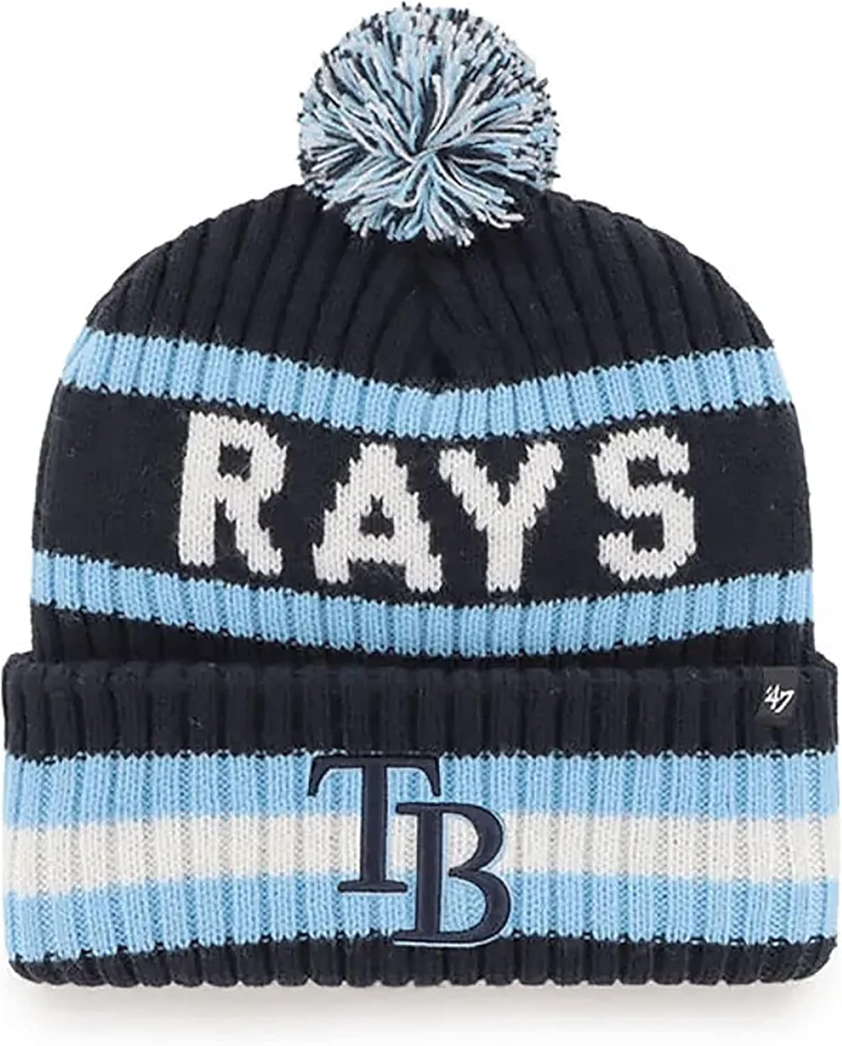 47 MLB Tampa Bay Rays Cuffed Knit Pom Beanie Hat for Fans