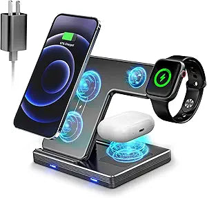 3 in 1 Wireless Charging Station for Apple Devices - Fast & Safe