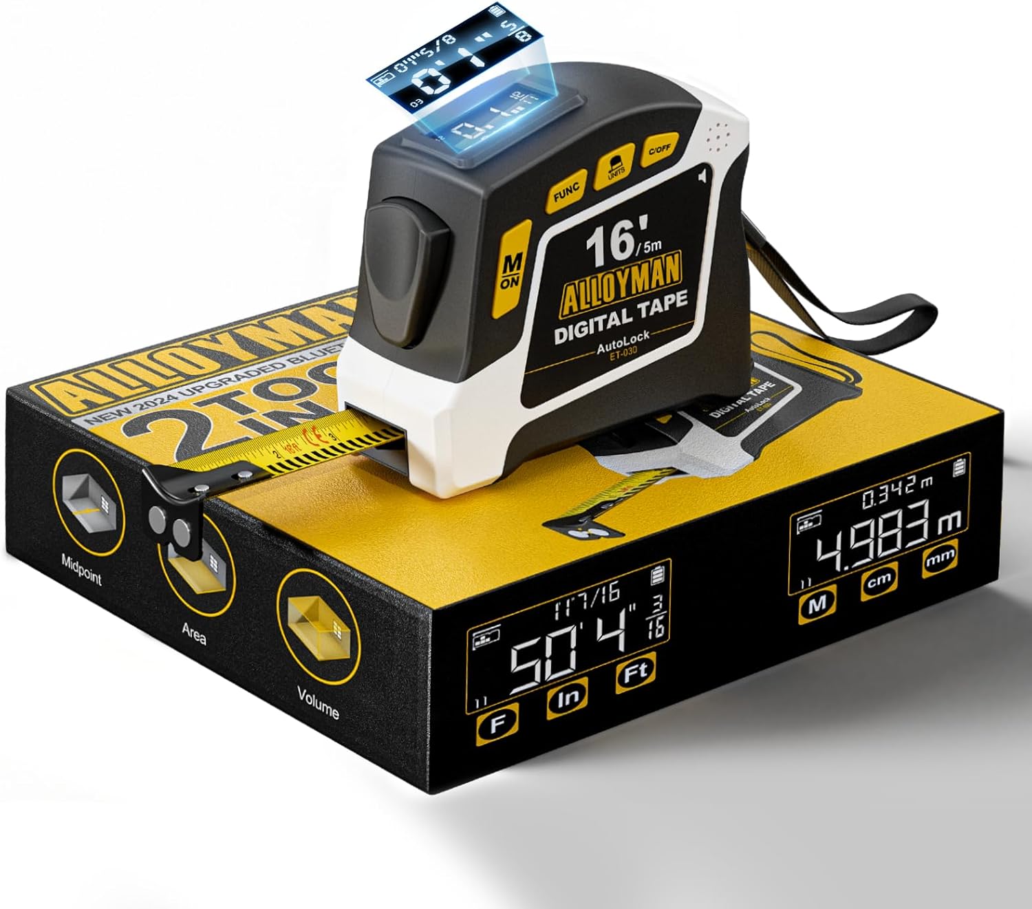 Alloyman 2-in-1 Digital Tape Measure for Accurate Measurements
