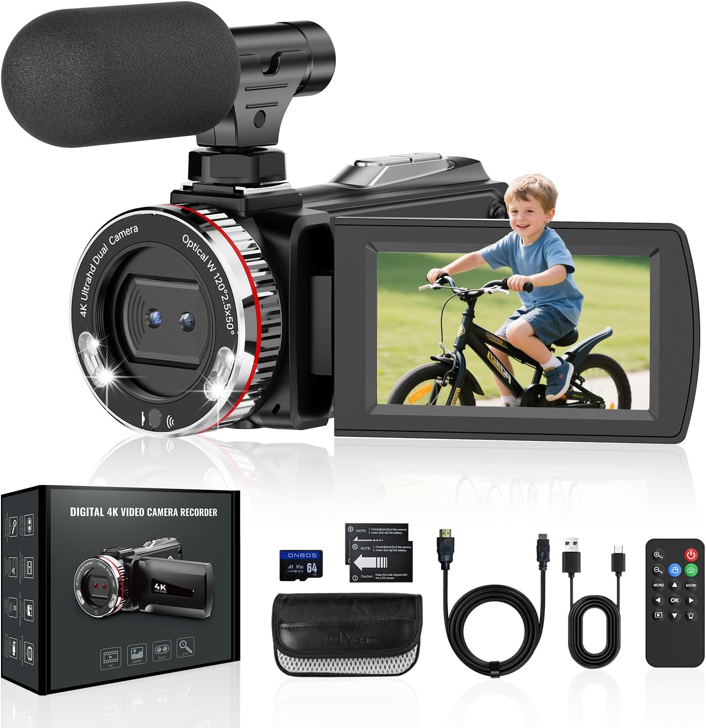 4K 48MP Camcorder Video Camera with 21X Digital Zoom Features