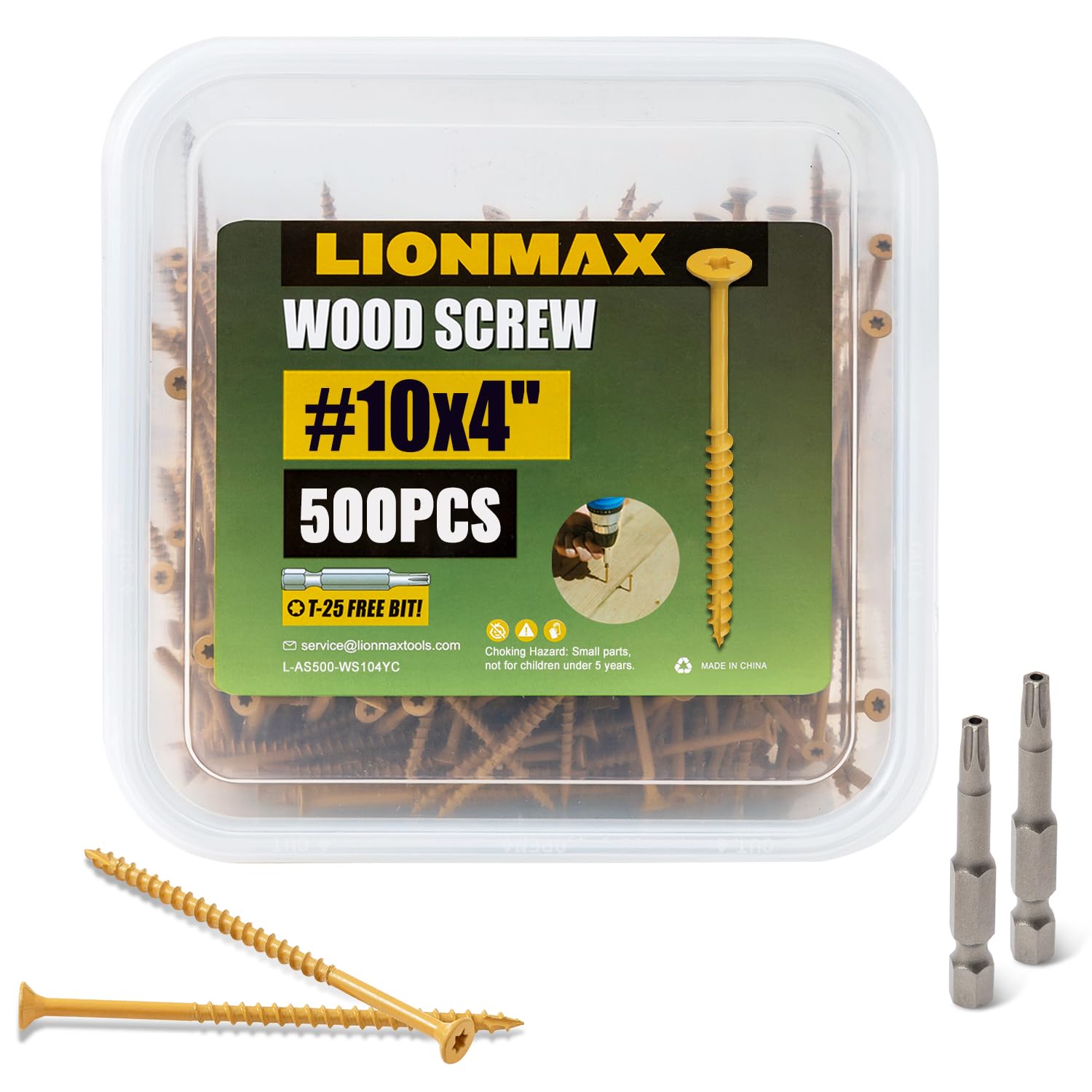 LIONMAX Deck Screws 4 Inch, Rust Resistant Wood Screws for Outdoors
