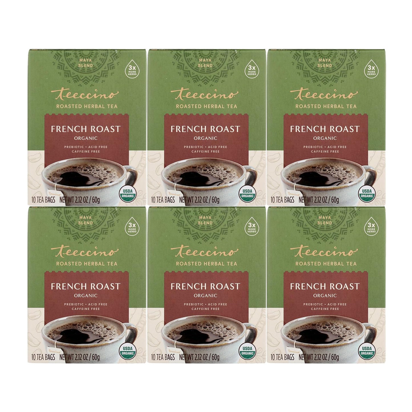 Teeccino Herbal Tea - Bold, Caffeine Free Coffee Substitute 10 Bags