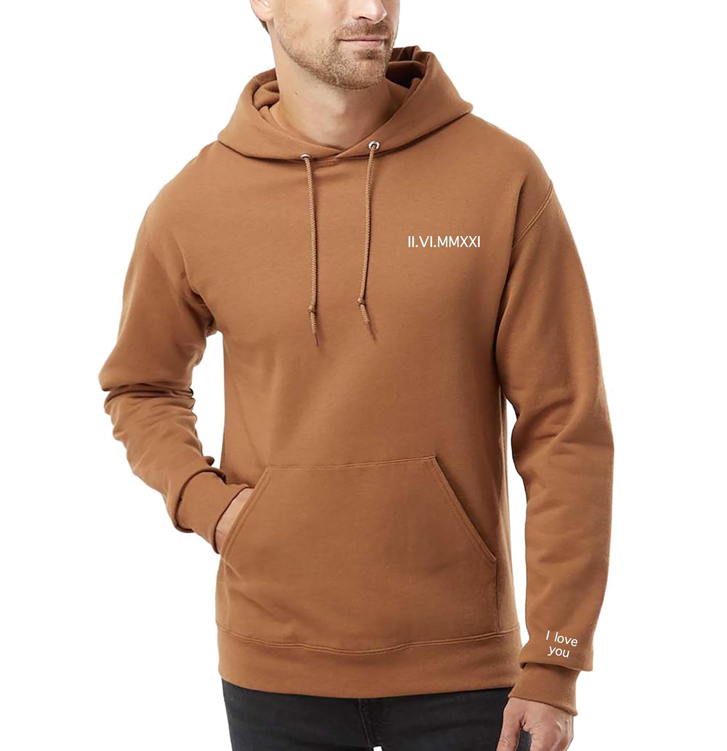 Custom Roman Numeral Embroidered Hoodie for Couples Gift