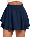 Tennis Skirt Pleated Skort for Women - Double Ruffle Athletic Skort