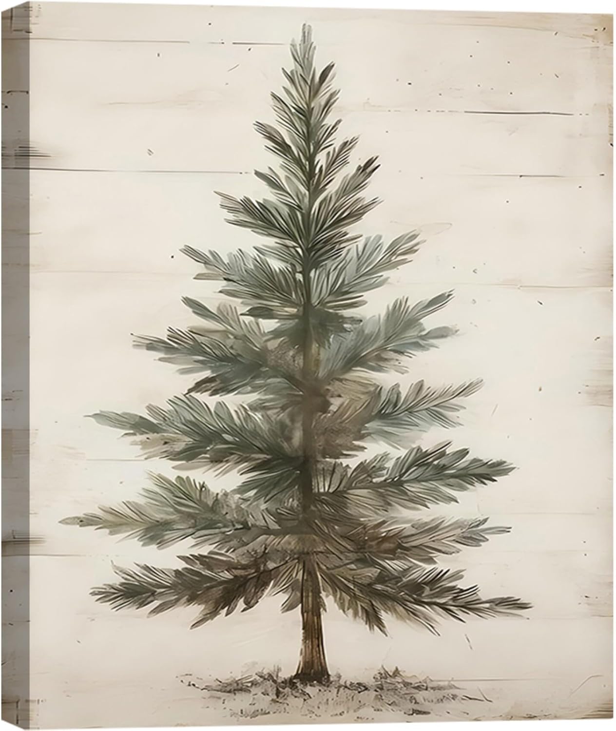Framed Vintage Christmas Tree Art for Rustic Holiday Decor