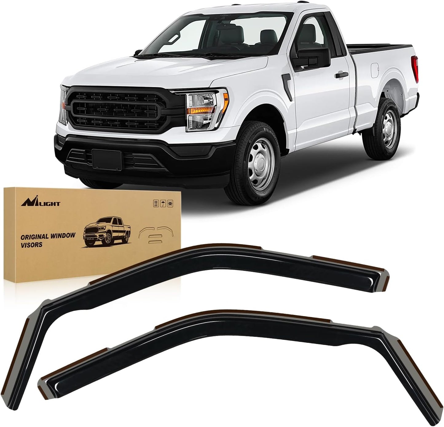 Nilight in-Channel Rain Guards for Ford F150 2021-2024 Models