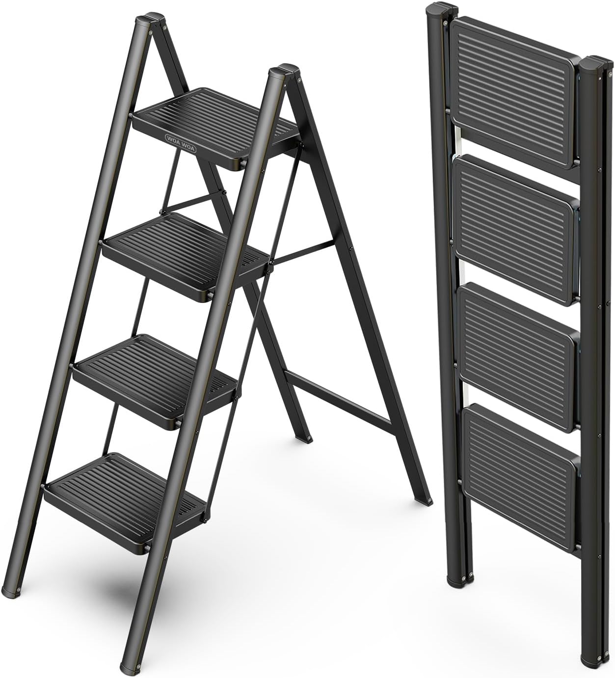 WOA WOA 4 Step Ladder - Sturdy Folding Step Stool for Home