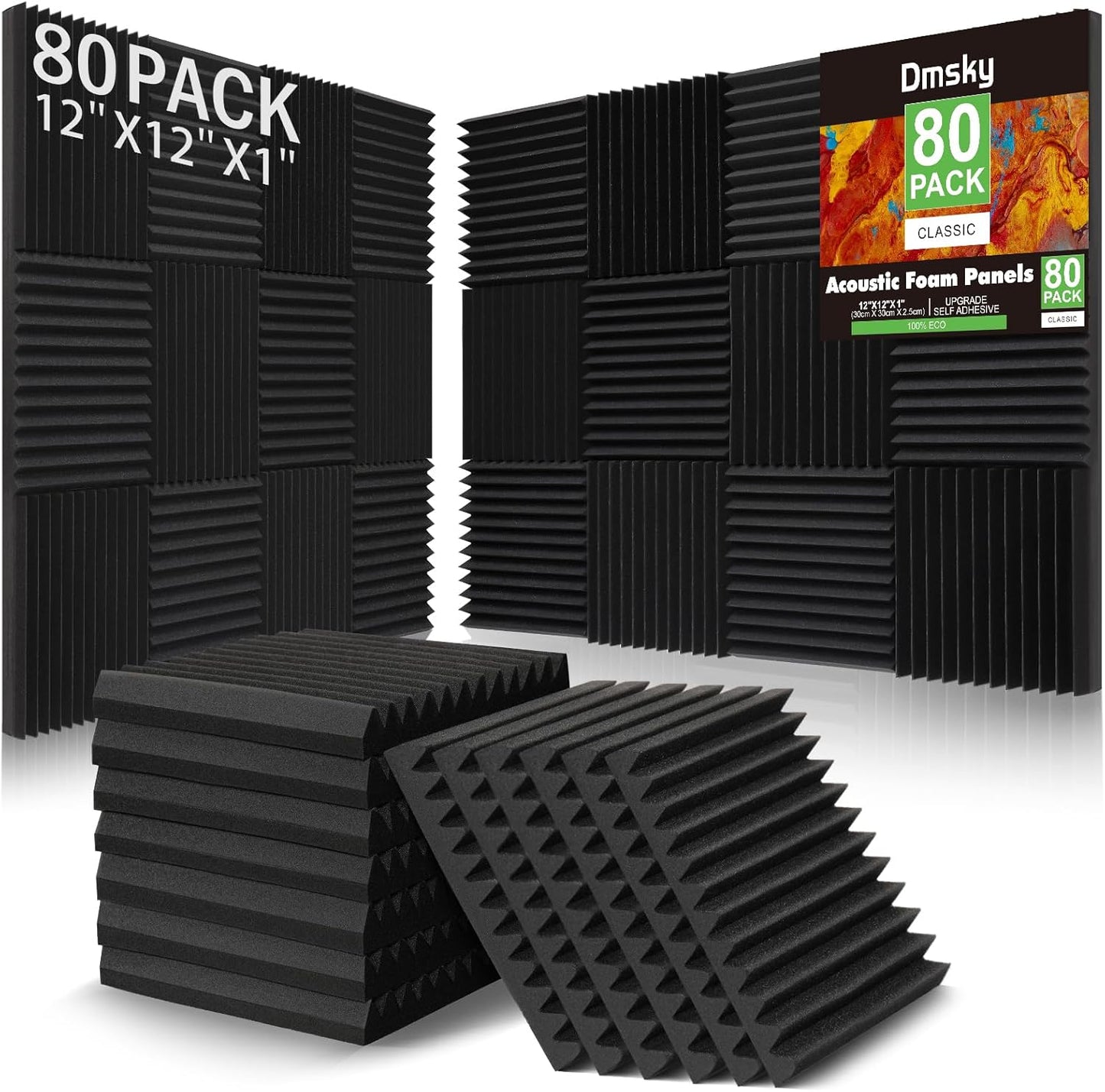 80 Pack Acoustic Foam Panels for Soundproofing and Recording