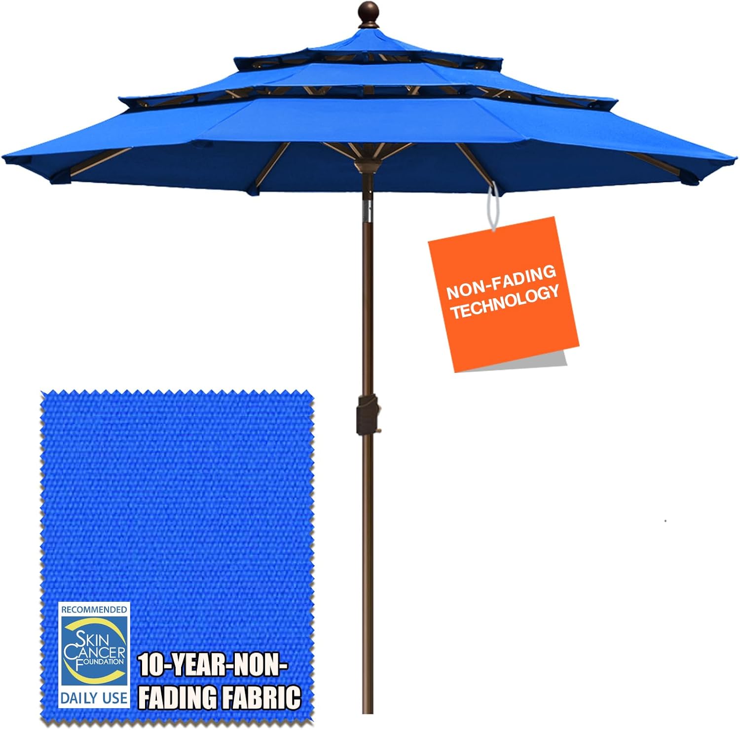 9Ft EliteShade Market Umbrella with 3 Tiers for Outdoor Use