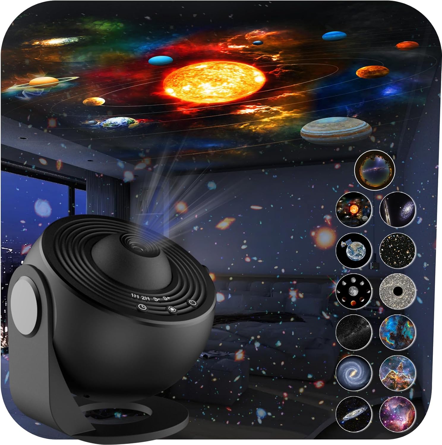Immersive Galaxy Night Light Projector - 360 Rotation, Timer