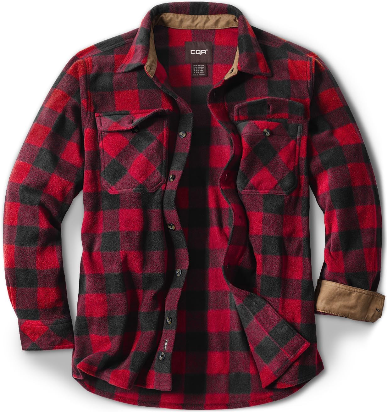 CQR Men's Long Sleeve Heavyweight Fleece Shirts for Comfort