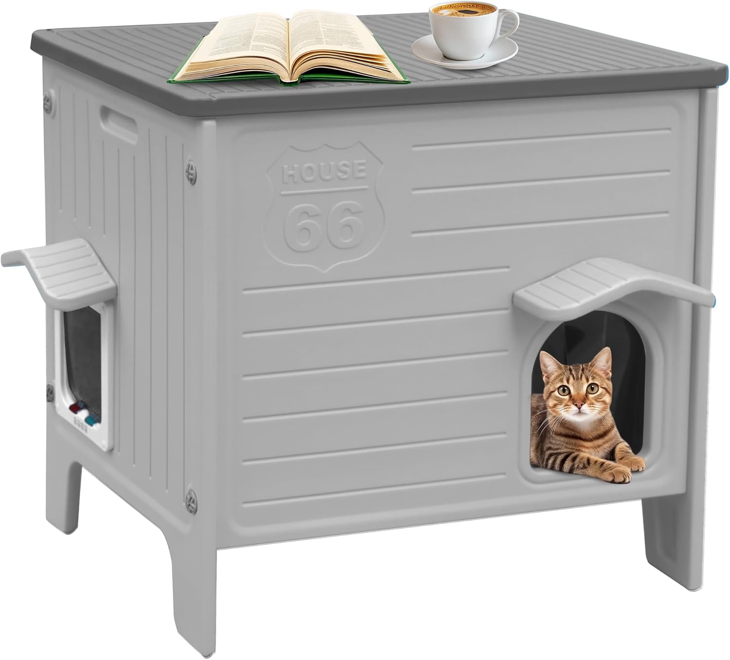 Rockever Waterproof Cat House for Outdoor Cats with Escape Door
